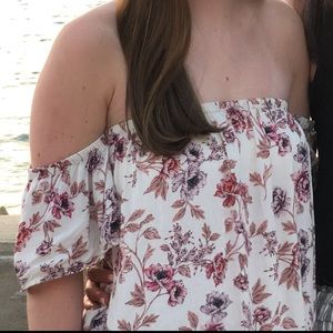 Floral pink off the shoulder blouse